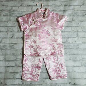Pink Silk Girls Pajama Set size 4